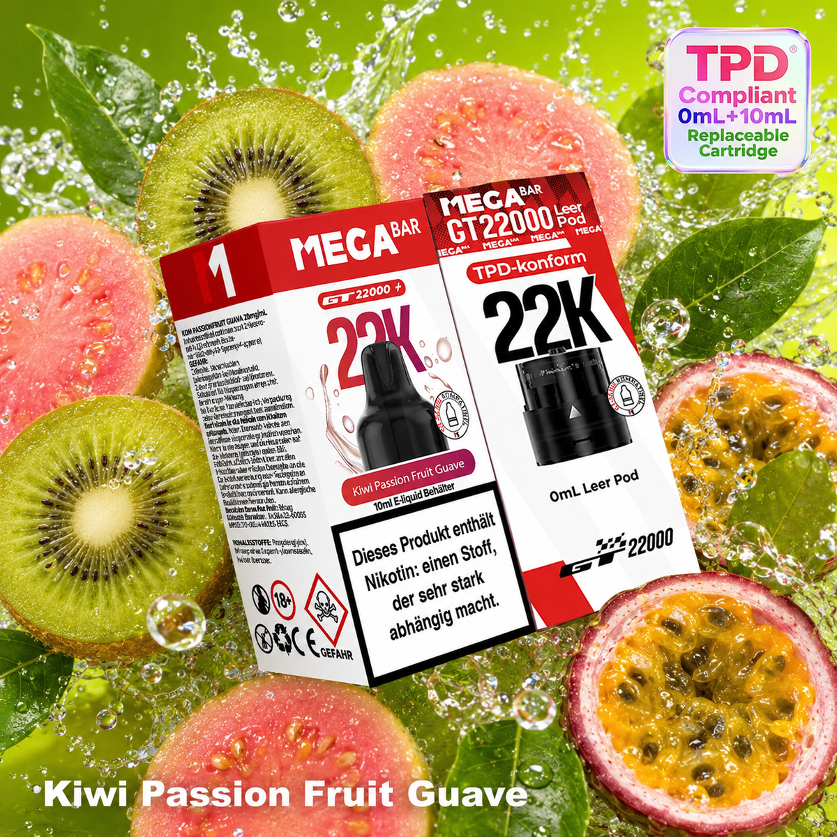 NEU – MEGABAR GT 22000 Pods Kiwi Passion Fruit Guava 20 mg