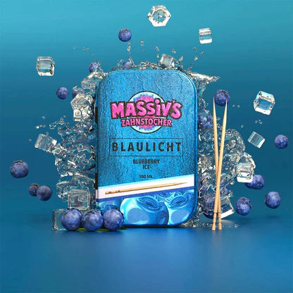 Massiv's Zahnstocher Blaulicht – Blueberry Ice – Metalldose mit 100 Stück