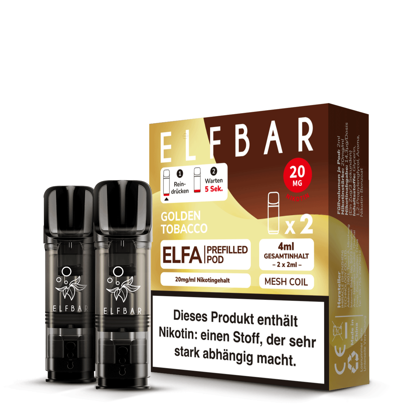 ELFBAR ELFA Pods 20mg Golden Tobacco