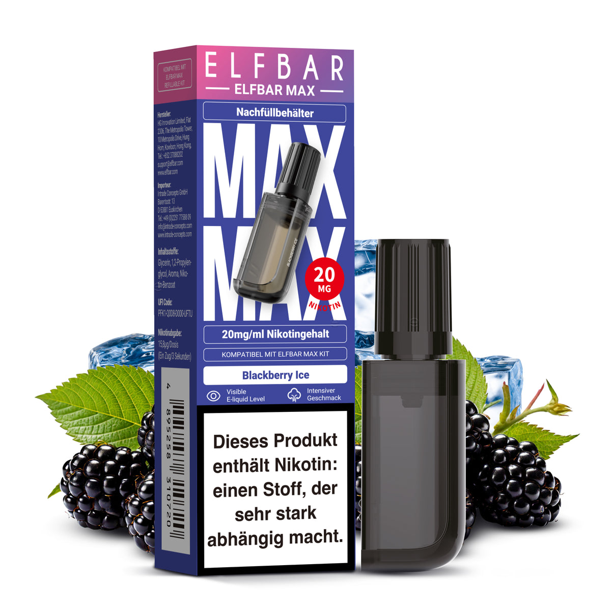 ELFBAR MAX Pod Blackberry Ice 20mg – 10ml