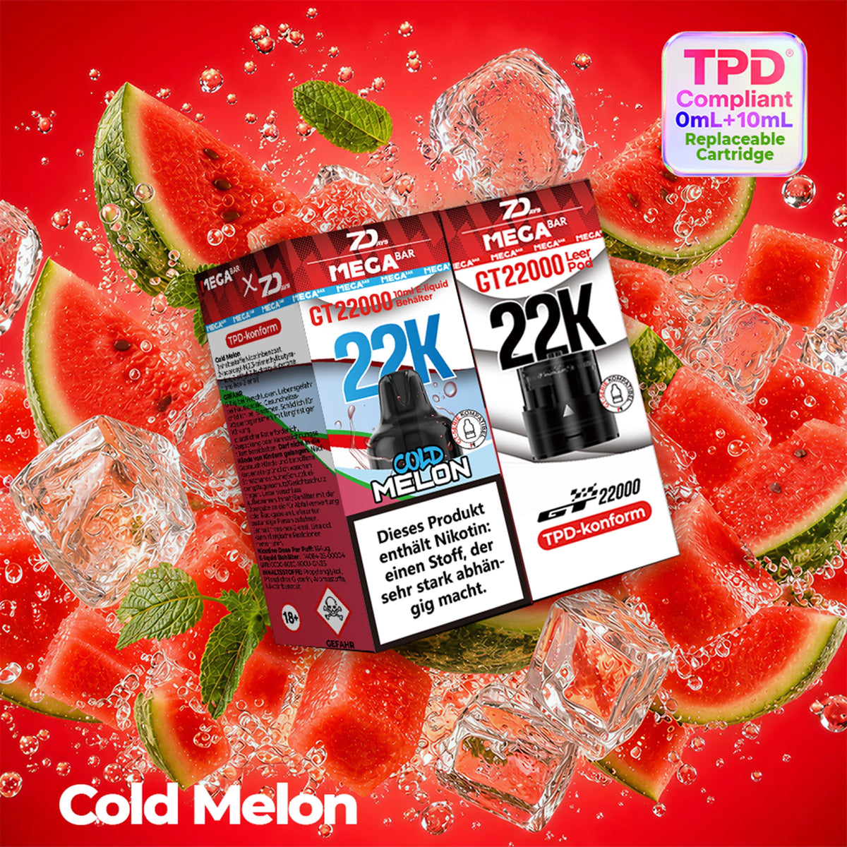 NEU – 7DAYS x MEGABAR GT 22000 Pods Cold Melon 20 mg