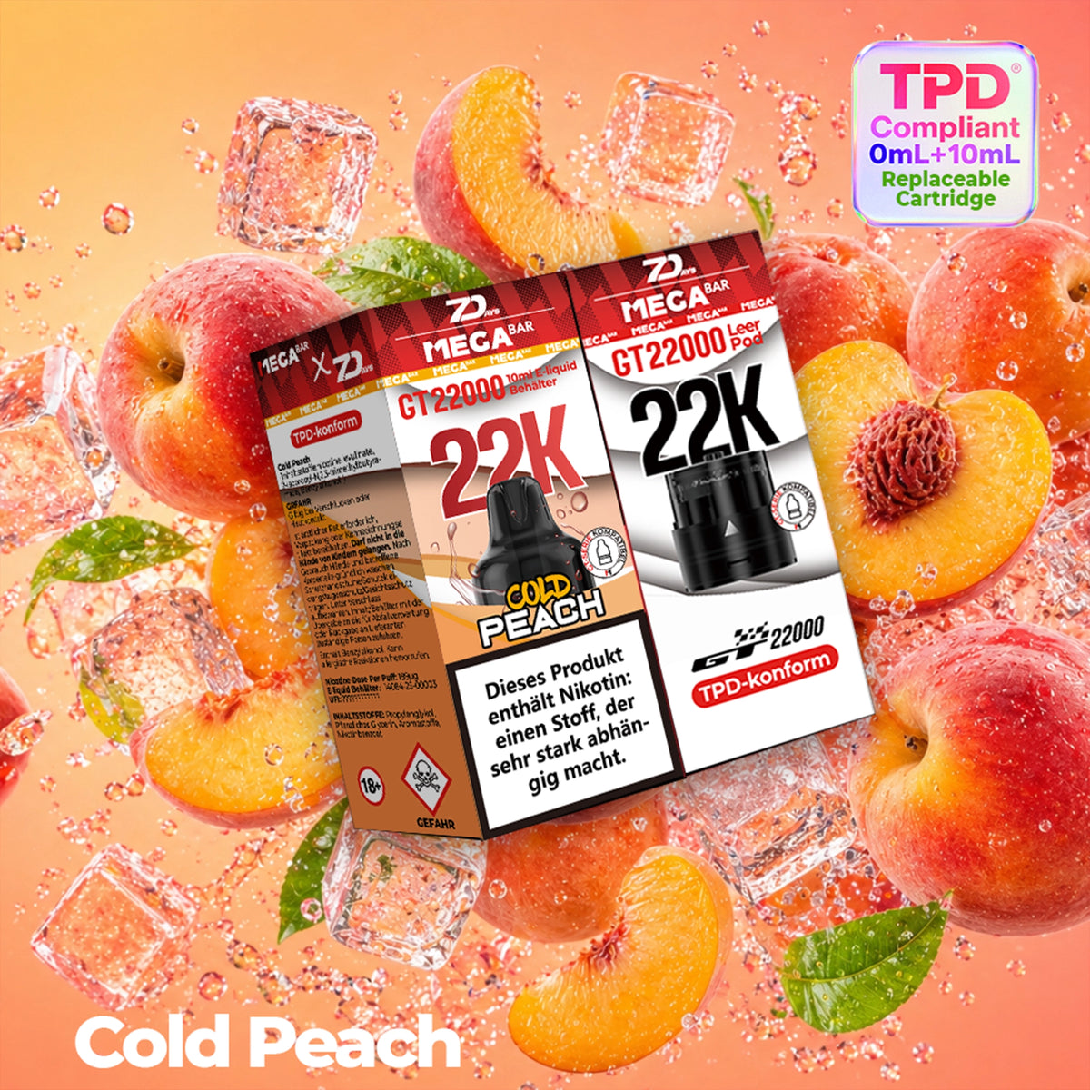 NEU – 7DAYS x MEGABAR GT 22000 Pods Cold Peach 20 mg
