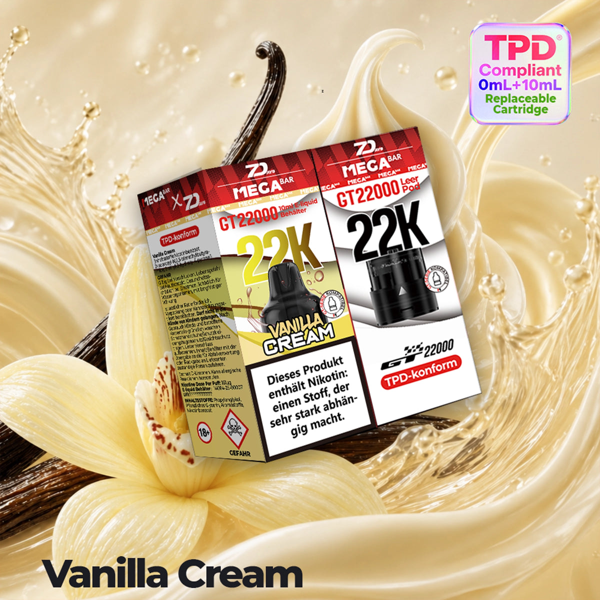 NEU – 7DAYS x MEGABAR GT 22000 Pods Vanilla Cream 20 mg