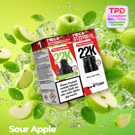 MEGABAR GT 22000 Pods Sour Apple 20 mg