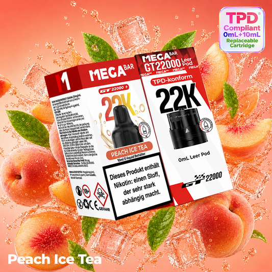NEU – MEGABAR GT 22000 Pods Peach Ice Tea 20 mg