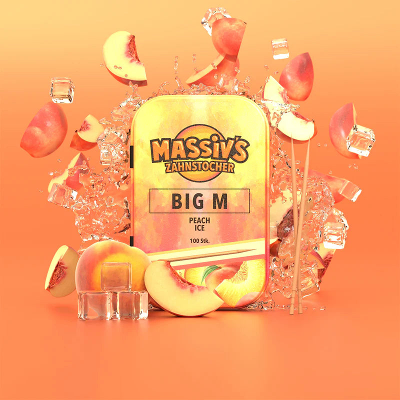 Massiv's Zahnstocher Big M – Peach Ice – Metalldose mit 100 Stück