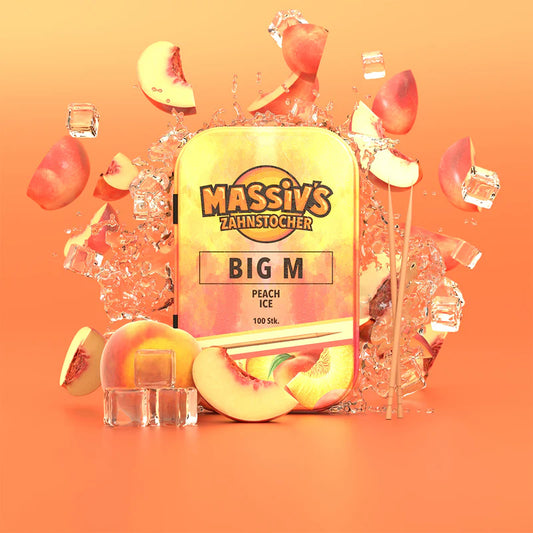 Massiv's Zahnstocher Big M – Peach Ice – Metalldose mit 100 Stück