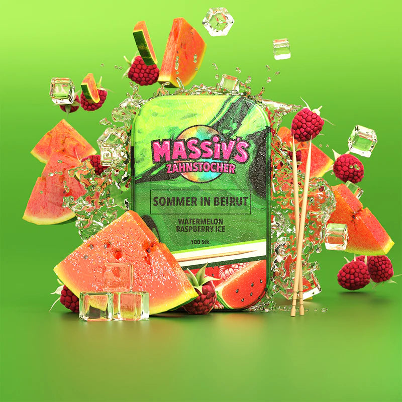 Massiv's Zahnstocher Sommer in Beirut – Watermelon Raspberry Ice – Metalldose mit 100 Stück