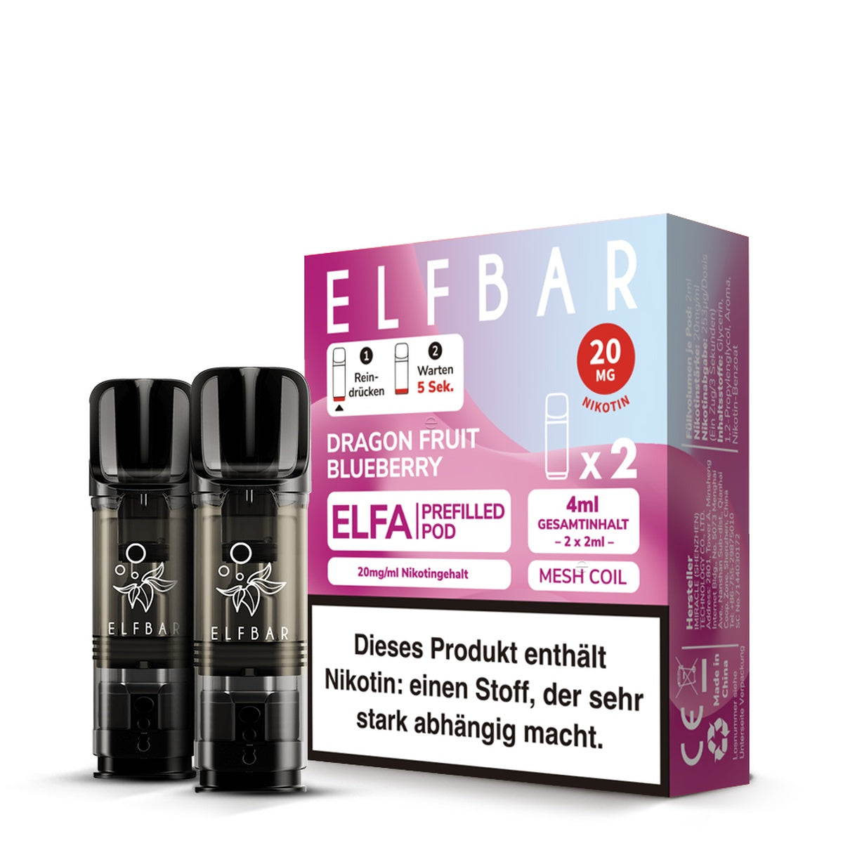 ELFBAR ELFA Pods 20mg Dragon Fruit Blueberry
