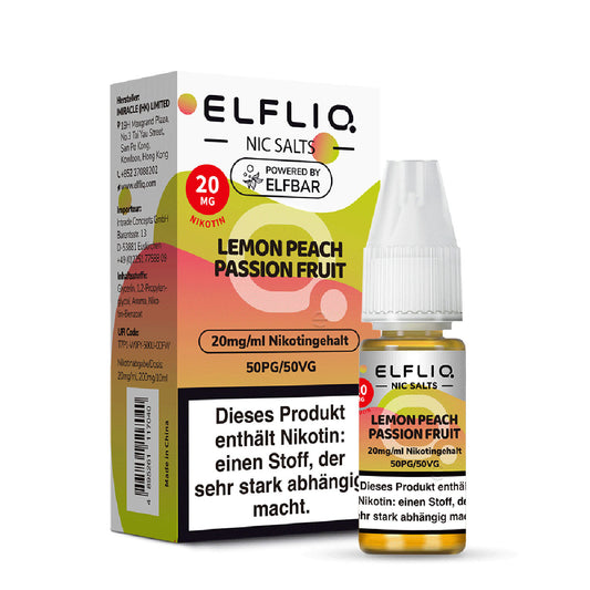 Elfbar Elfliq Nikotinsalz Liquid Lemon Peach Passionfruit 20 mg