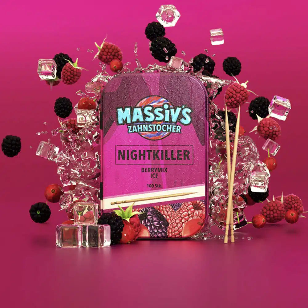 Massiv's Zahnstocher Nightkiller – Berrymix Ice – Metalldose mit 100 Stück