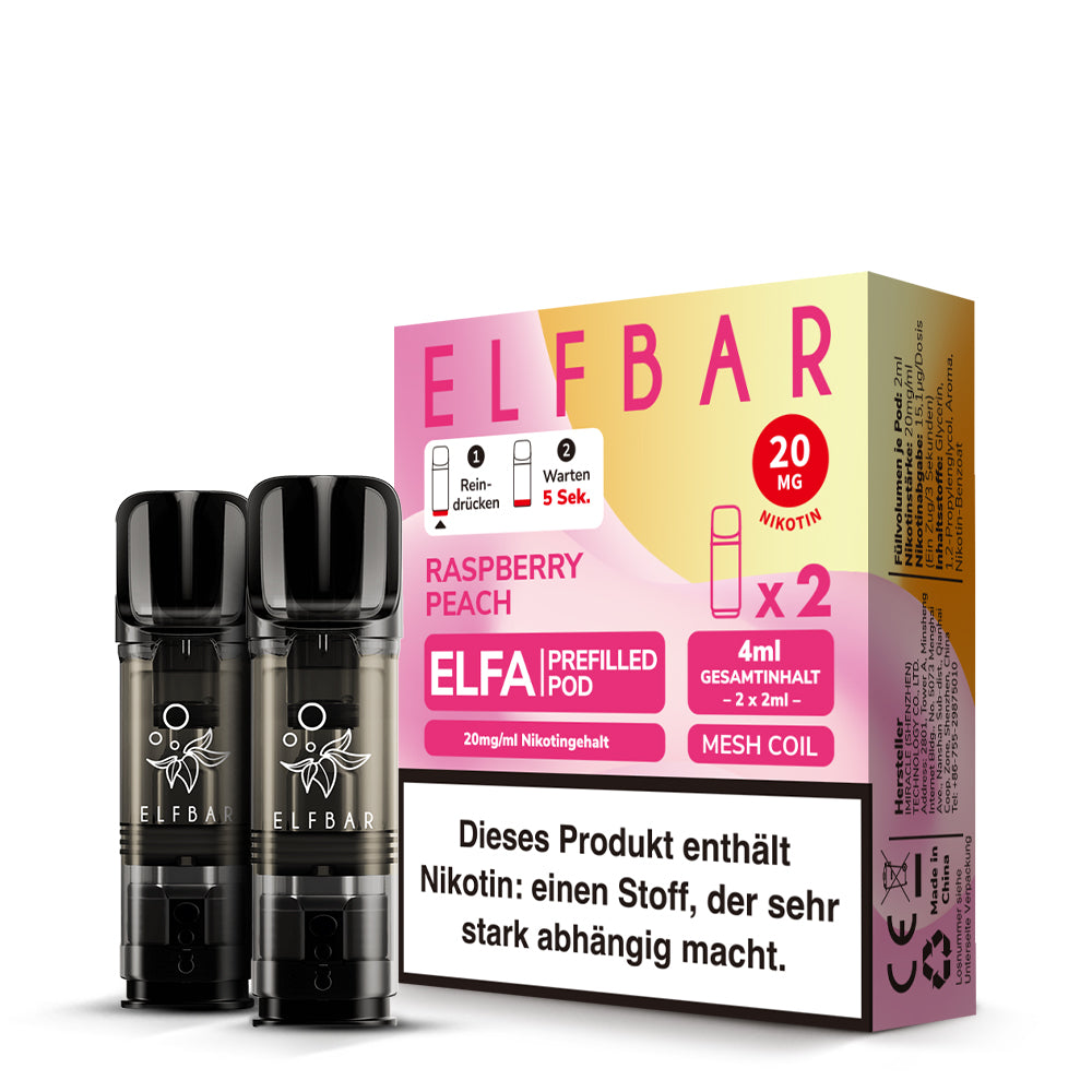 ELFBAR ELFA Pods 20mg Raspberry Peach NEW