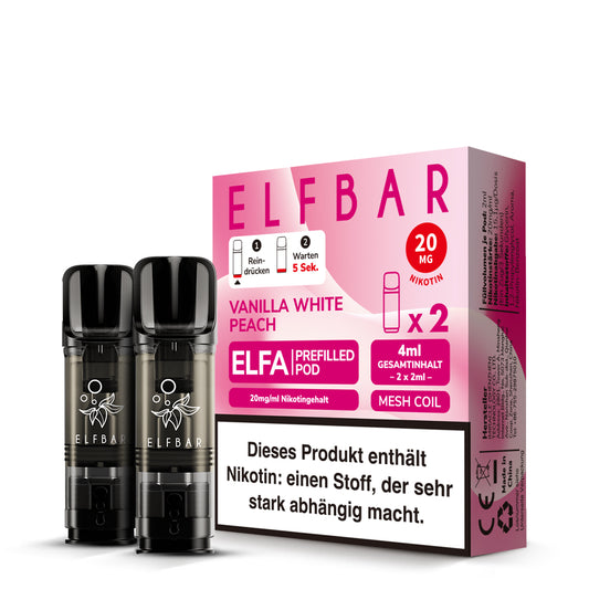 ELFBAR ELFA Pods 20mg Vanilla White Peach NEW